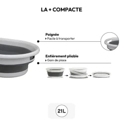 5five Corbeille à linge pliable 21L - Gris, Blanc