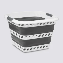 5five Corbeille à linge pliable 40L - Gris, Blanc