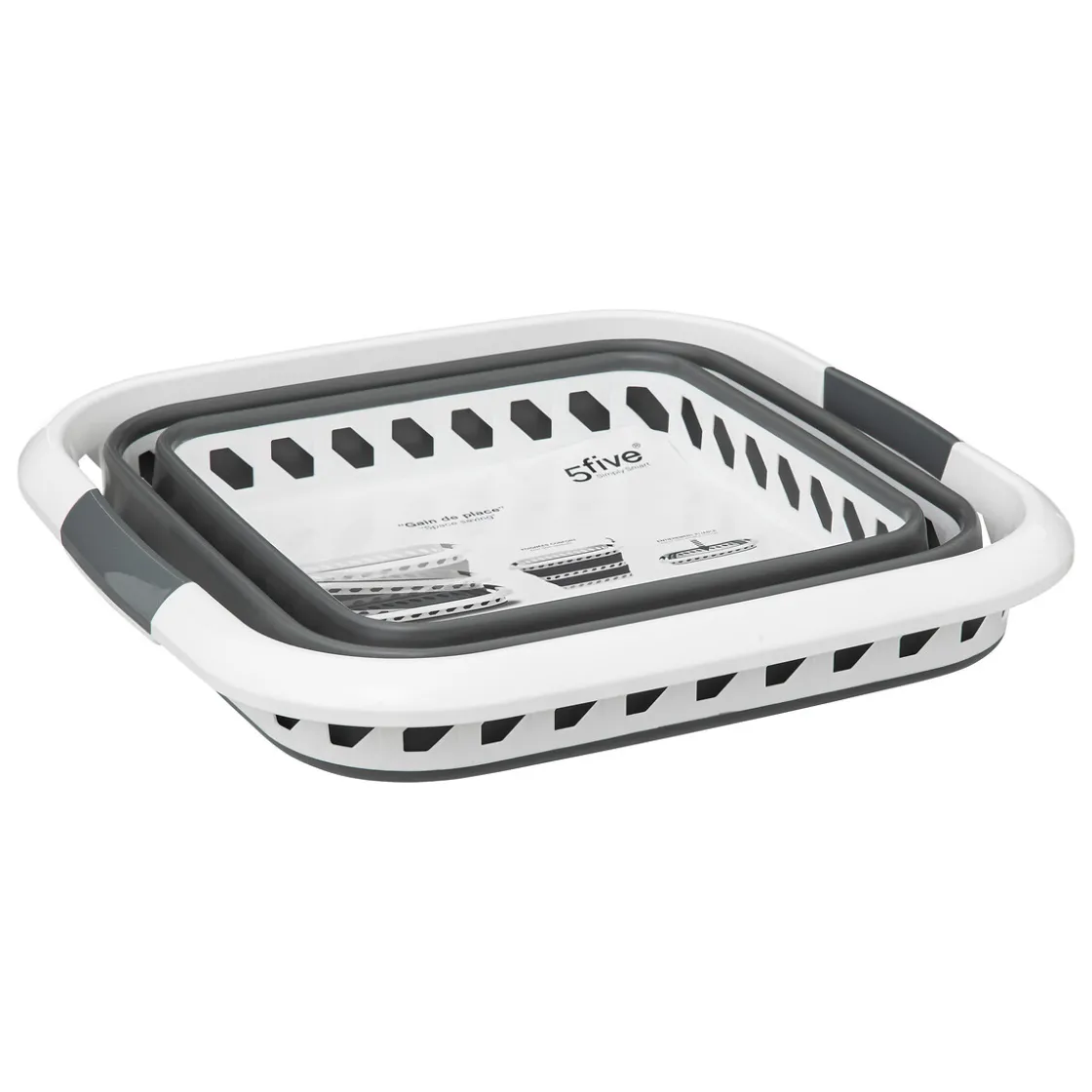 5five Corbeille à linge pliable 40L - Gris, Blanc