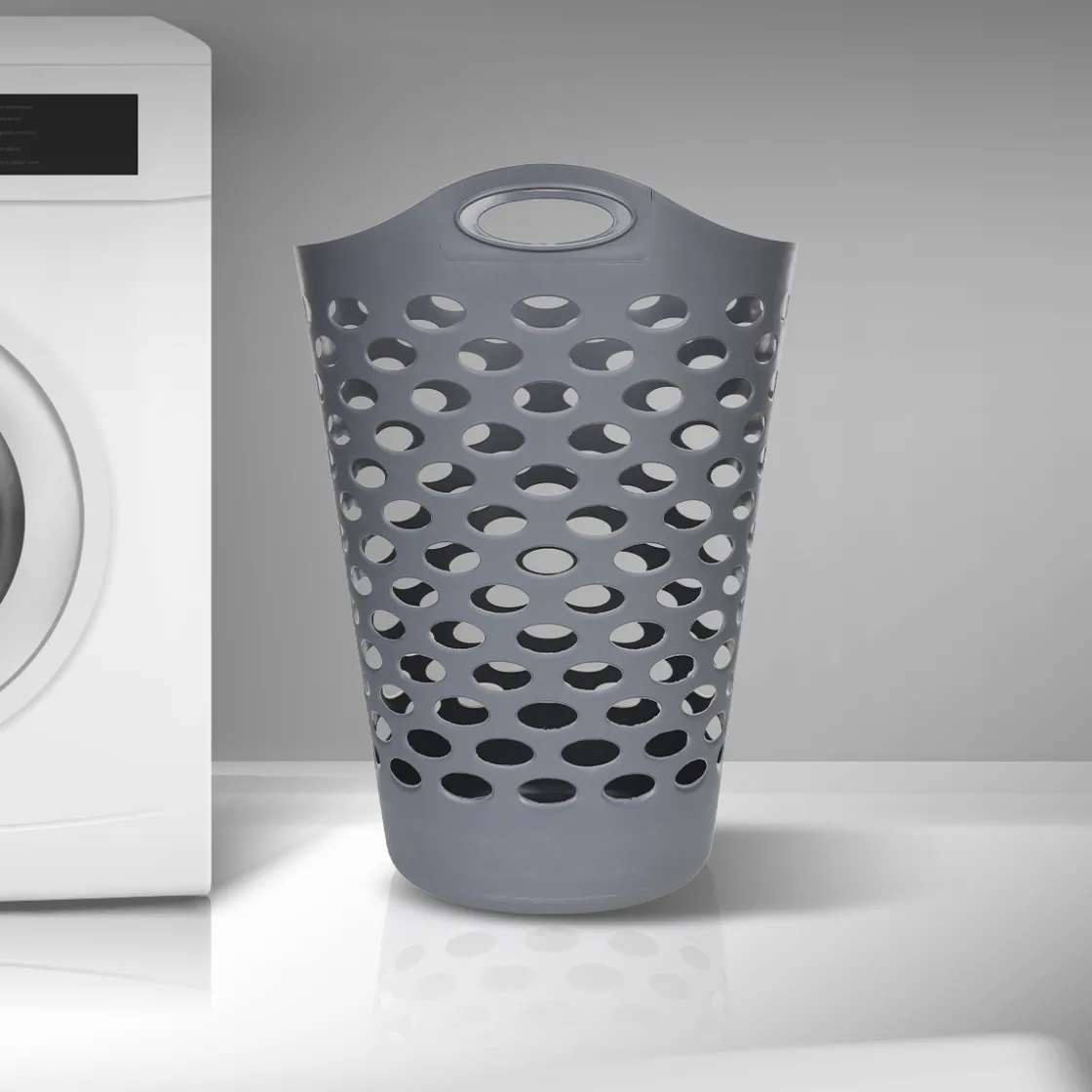 5five Corbeille à linge souple 60L, Gris