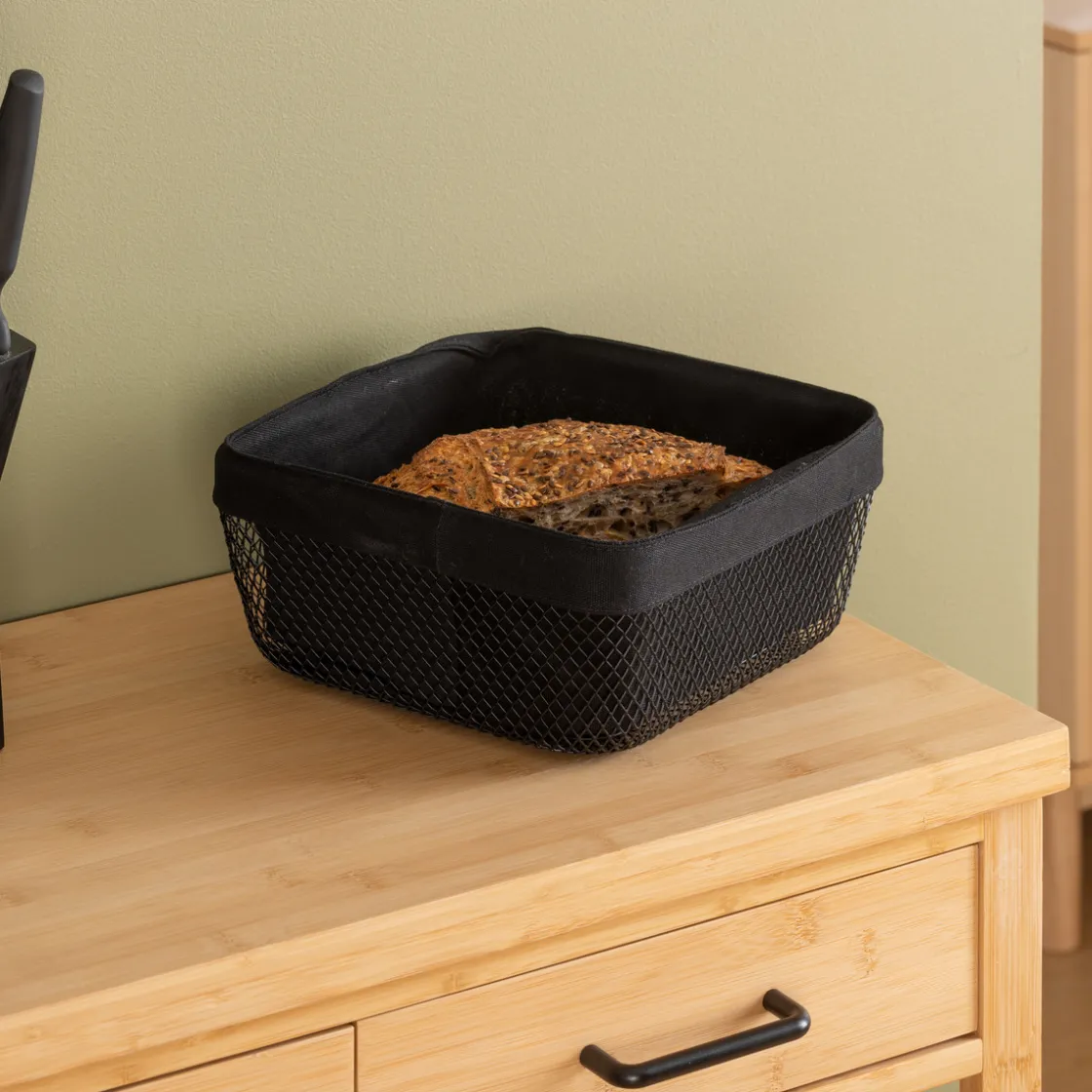 5five Corbeille à pain métal 24,5 cm, Noir