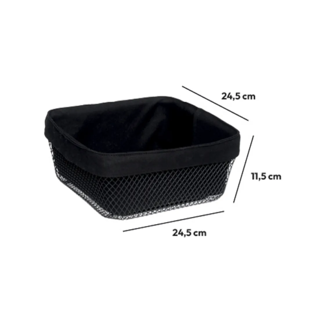 5five Corbeille à pain métal 24,5 cm, Noir