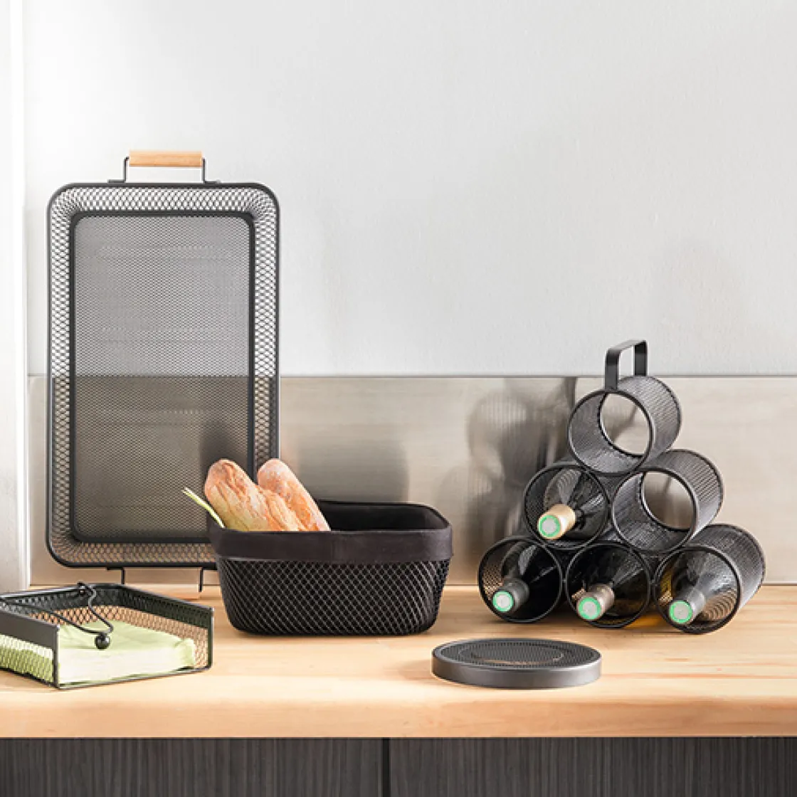 5five Corbeille à pain métal 24,5 cm, Noir