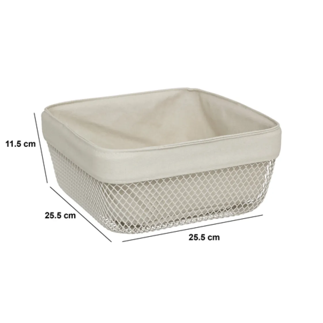 5five Corbeille à pain, métal et coton, 25,5cm - Beige