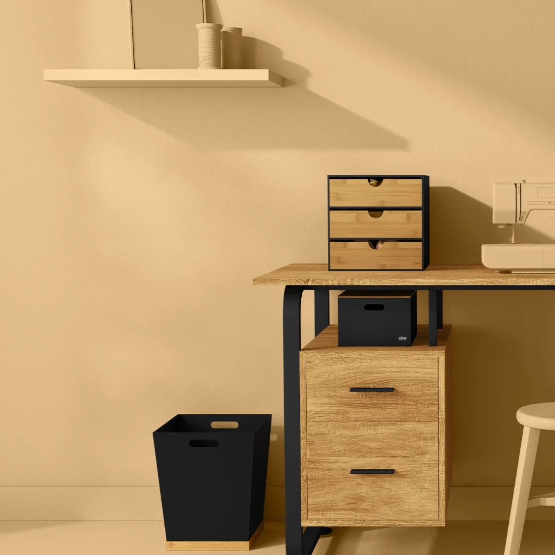 5five Corbeille bambou, Noir