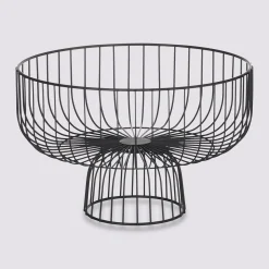 5five Corbeille en métal sur pied 28 cm, Noir