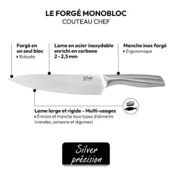 5five Couteau de chef inox - lame 21cm