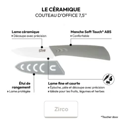 5five Couteau d'office céramique - lame 7,5cm