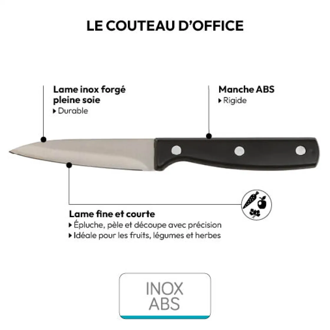 5five Couteau d'office inox - lame 9cm