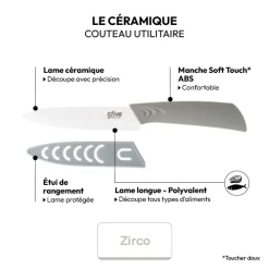5five Couteau utilitaire céramique - lame 12,5cm