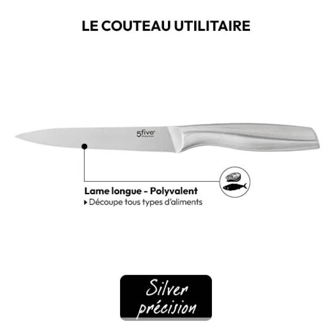 5five Couteau utilitaire inox - lame 13,3cm