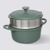 5five Cuiseur vapeur fonte d'aluminium vert, 24cm