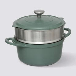 5five Cuiseur vapeur fonte d'aluminium vert, 24cm