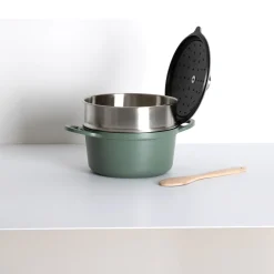 5five Cuiseur vapeur fonte d'aluminium vert, 24cm