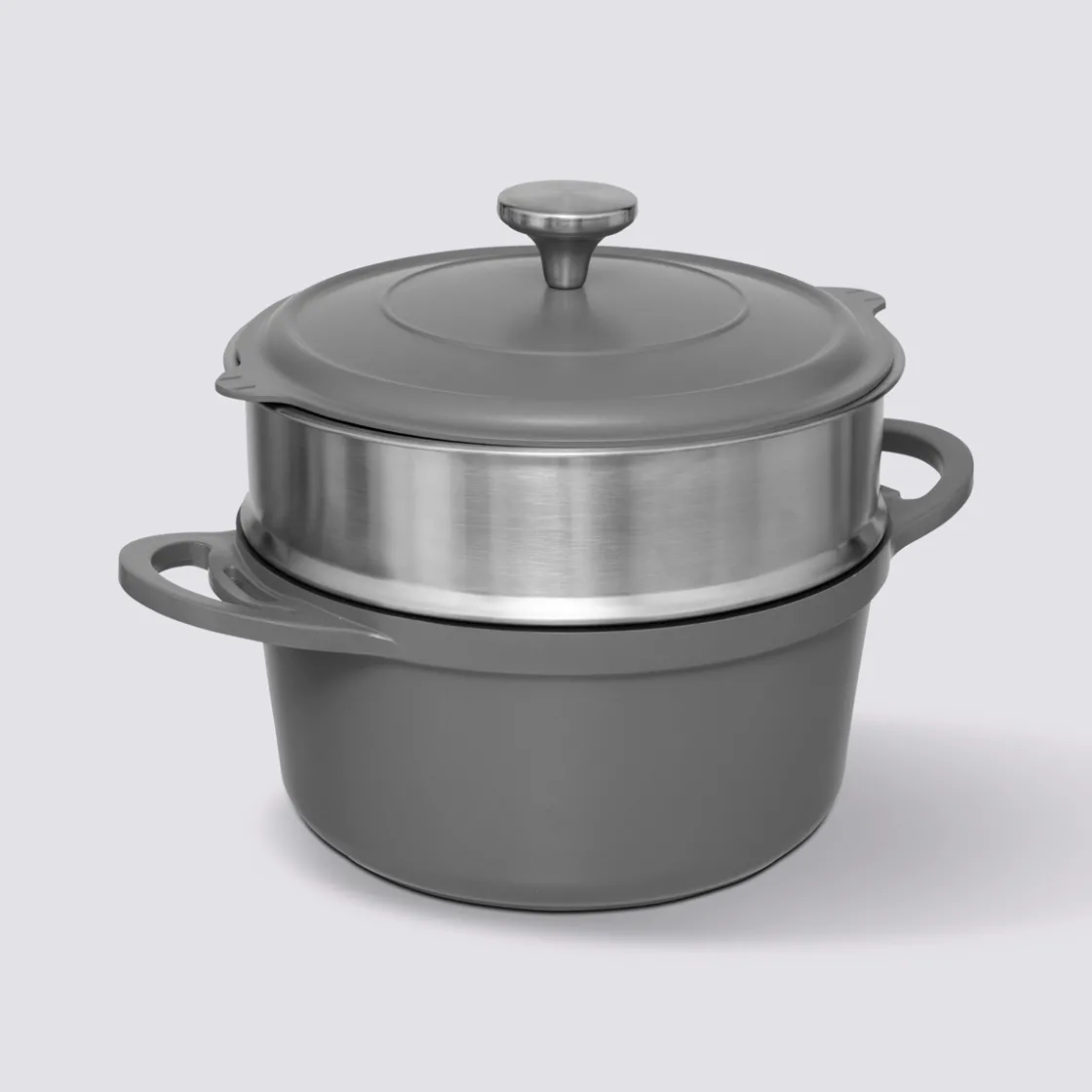 5five Cuiseur vapeur fonte d'aluminium gris, 24cm