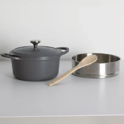 5five Cuiseur vapeur fonte d'aluminium gris, 24cm