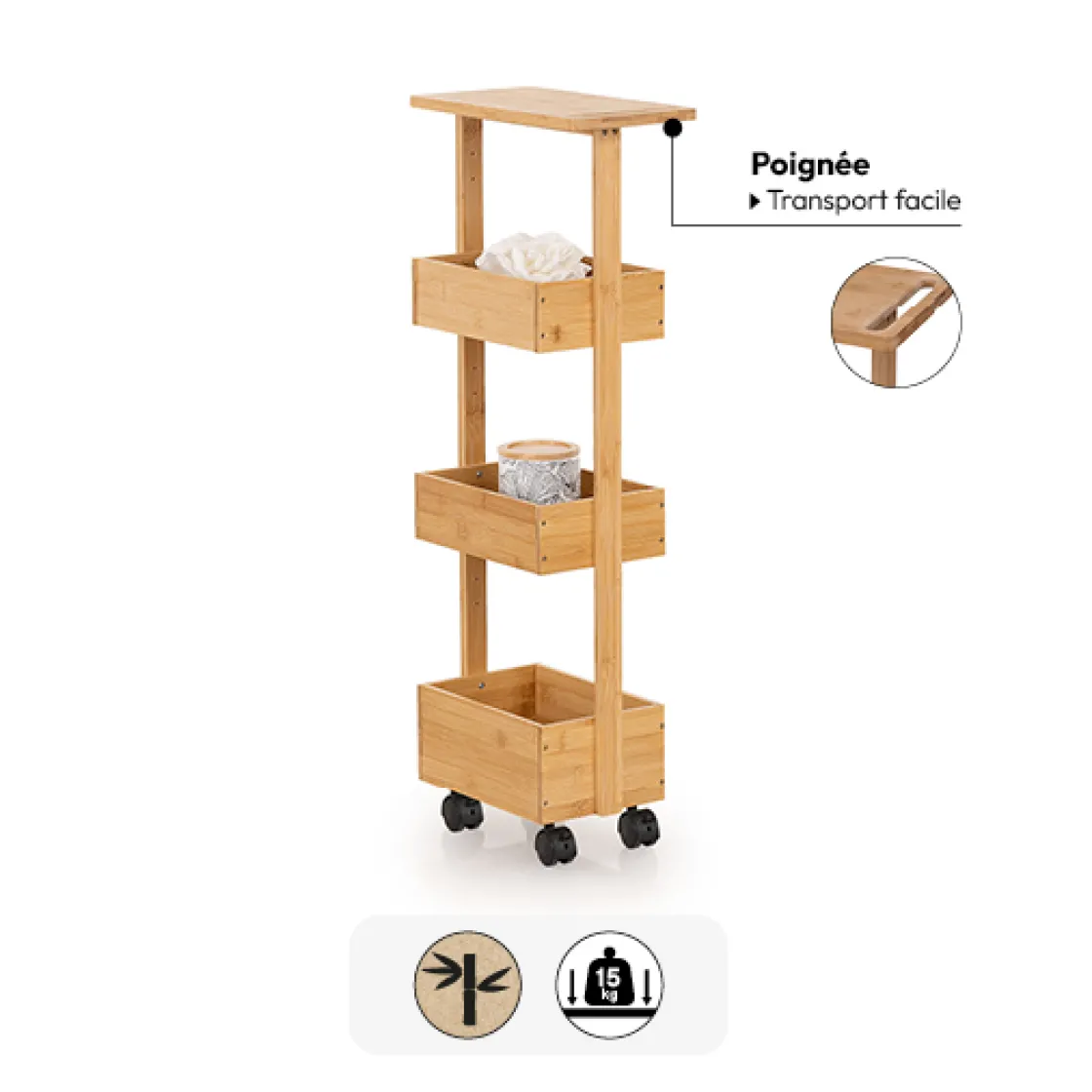5five Desserte 4 niveaux à roulettes