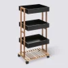 5five Desserte 4 niveaux à roulettes, Bambou noir