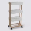 5five Desserte 4 niveaux à roulettes, Bambou blanc