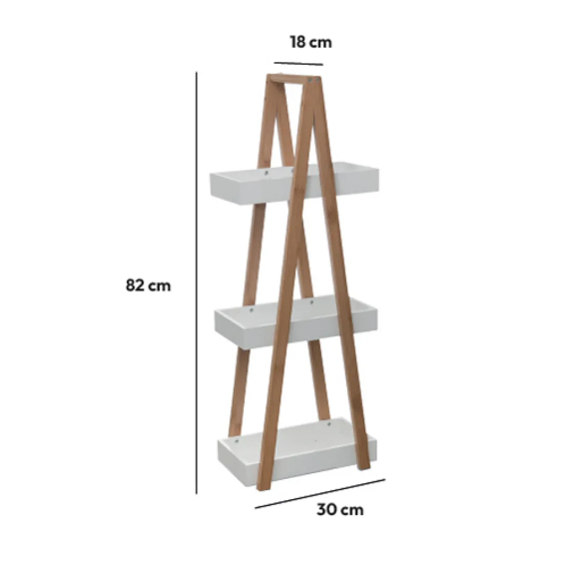 5five Desserte 3 niveaux triangle, Bambou blanc