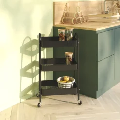 5five Desserte à roulette 3 niveaux, Métal noir