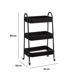 5five Desserte à roulette 3 niveaux, Métal noir