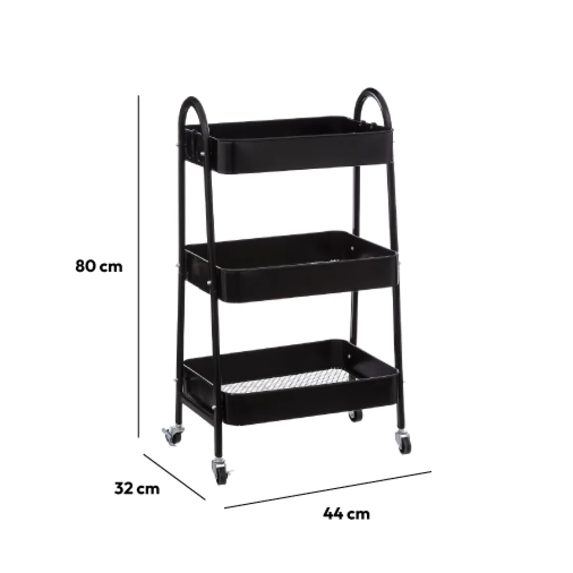 5five Desserte à roulette 3 niveaux, Métal noir