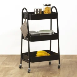 5five Desserte à roulette 3 niveaux, Métal noir