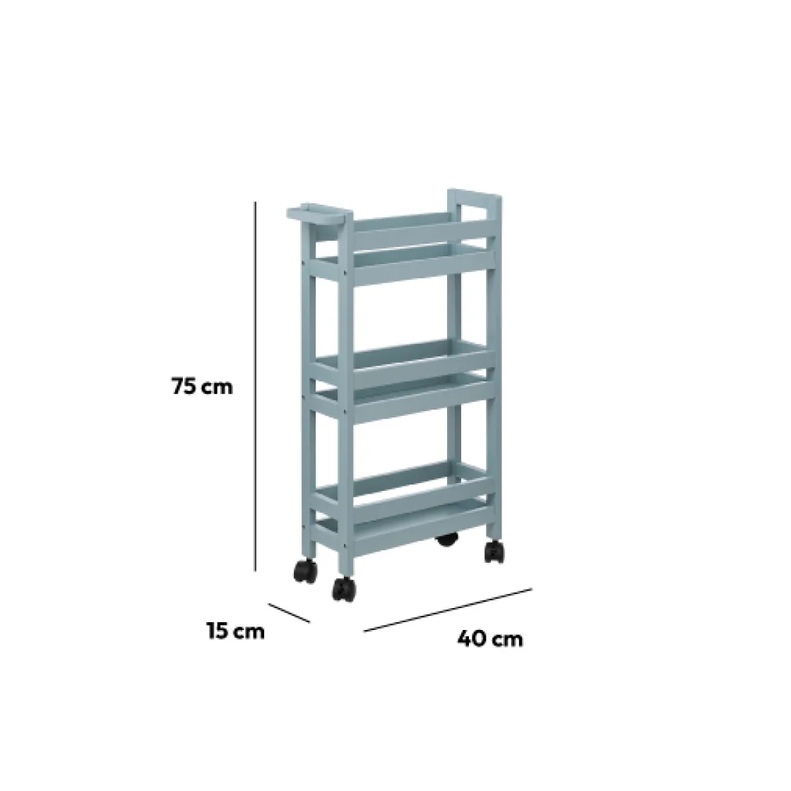 5five Desserte à roulettes 3 niveaux, Bleu artic