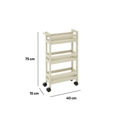 5five Desserte à roulettes 3 niveaux, Beige naturel