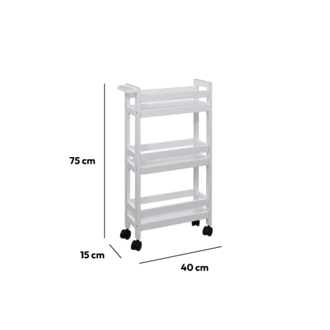 5five Desserte à roulettes 3 niveaux, Blanc coton