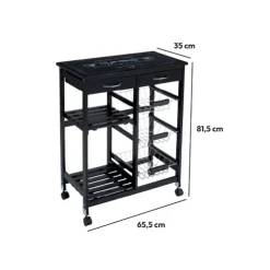 5five Desserte à roulettes 5 niveaux, Noir