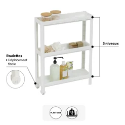 5five Desserte à roulettes 3 niveaux, Blanc