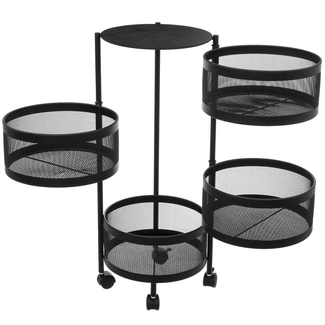 5five Desserte à roulettes 4 étages, Noir