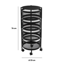 5five Desserte à roulettes 4 étages, Noir