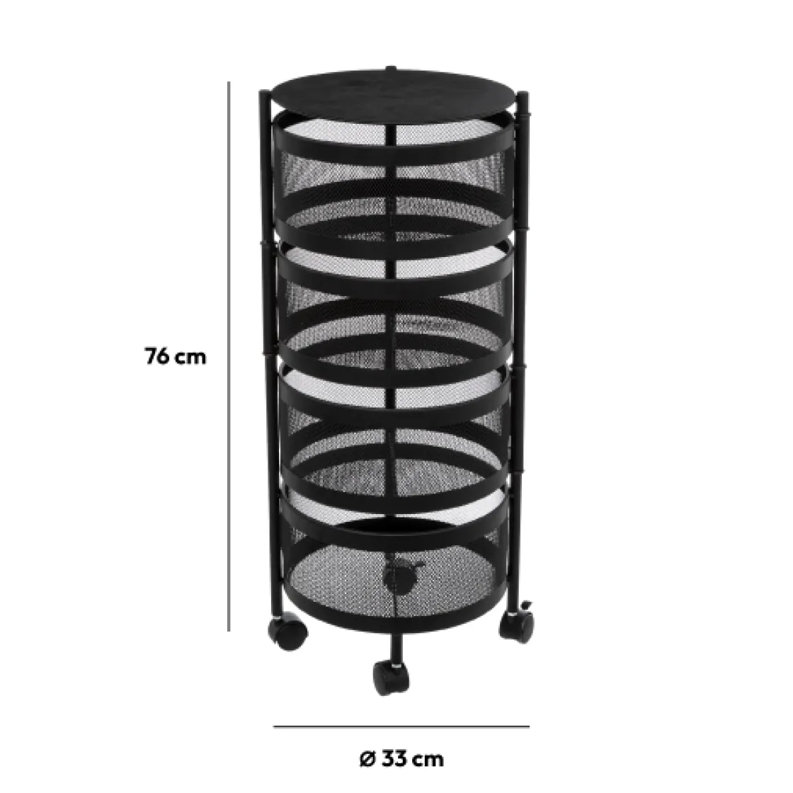 5five Desserte à roulettes 4 étages, Noir