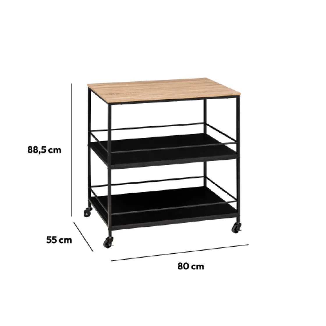 5five Desserte grand modèle 2 niveaux, Noir
