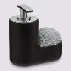 5five Distributeur de savon avec éponge 300ml, Noir