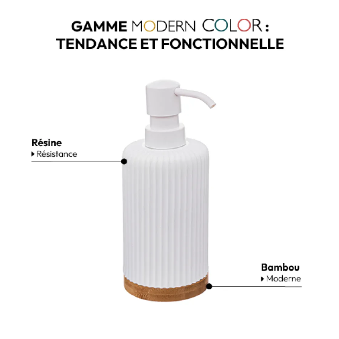 5five Distributeur de savon 270ml, Blanc