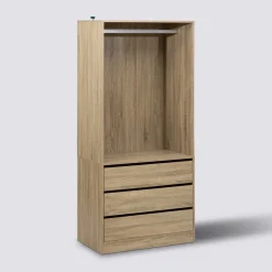 5five Dressing 3 tiroirs avec penderie, Effet bois