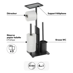 5five Dérouleur avec réserve et brosse, Noir