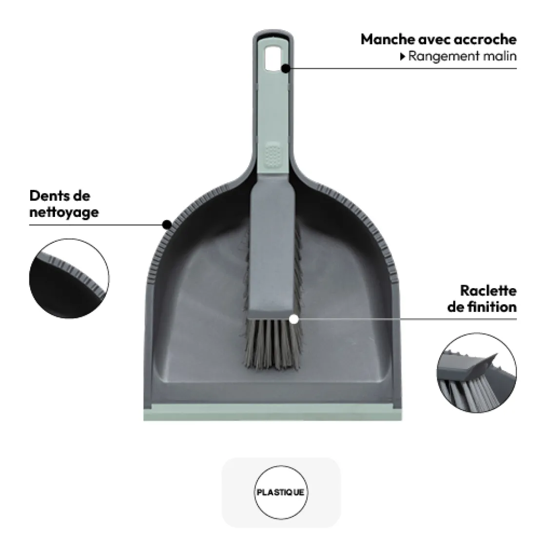 5five Ensemble pelle/balayette, Gris