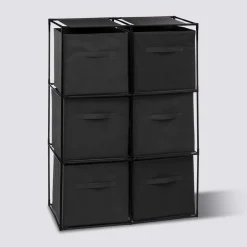 5five Etagère 6 cases avec 6 boîtes de rangement, Noir