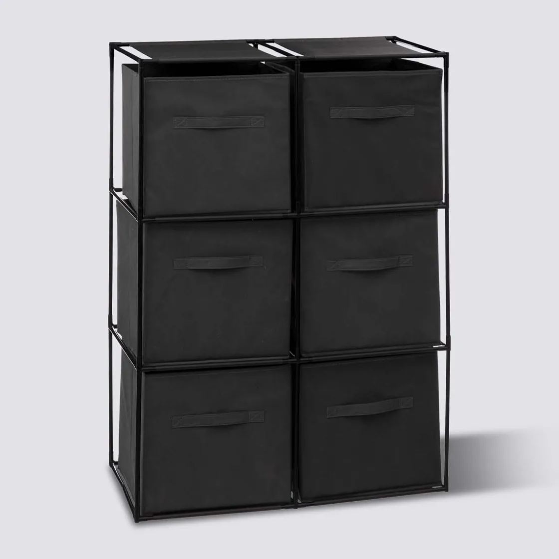 5five Etagère 6 cases avec 6 boîtes de rangement, Noir