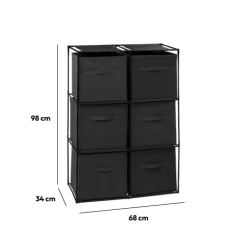 5five Etagère 6 cases avec 6 boîtes de rangement, Noir