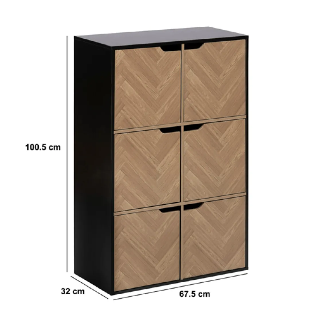 5five Etagère 6 cases, Effet bois et noir