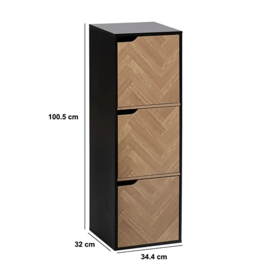 5five Etagère 3 cases, Effet bois et noir