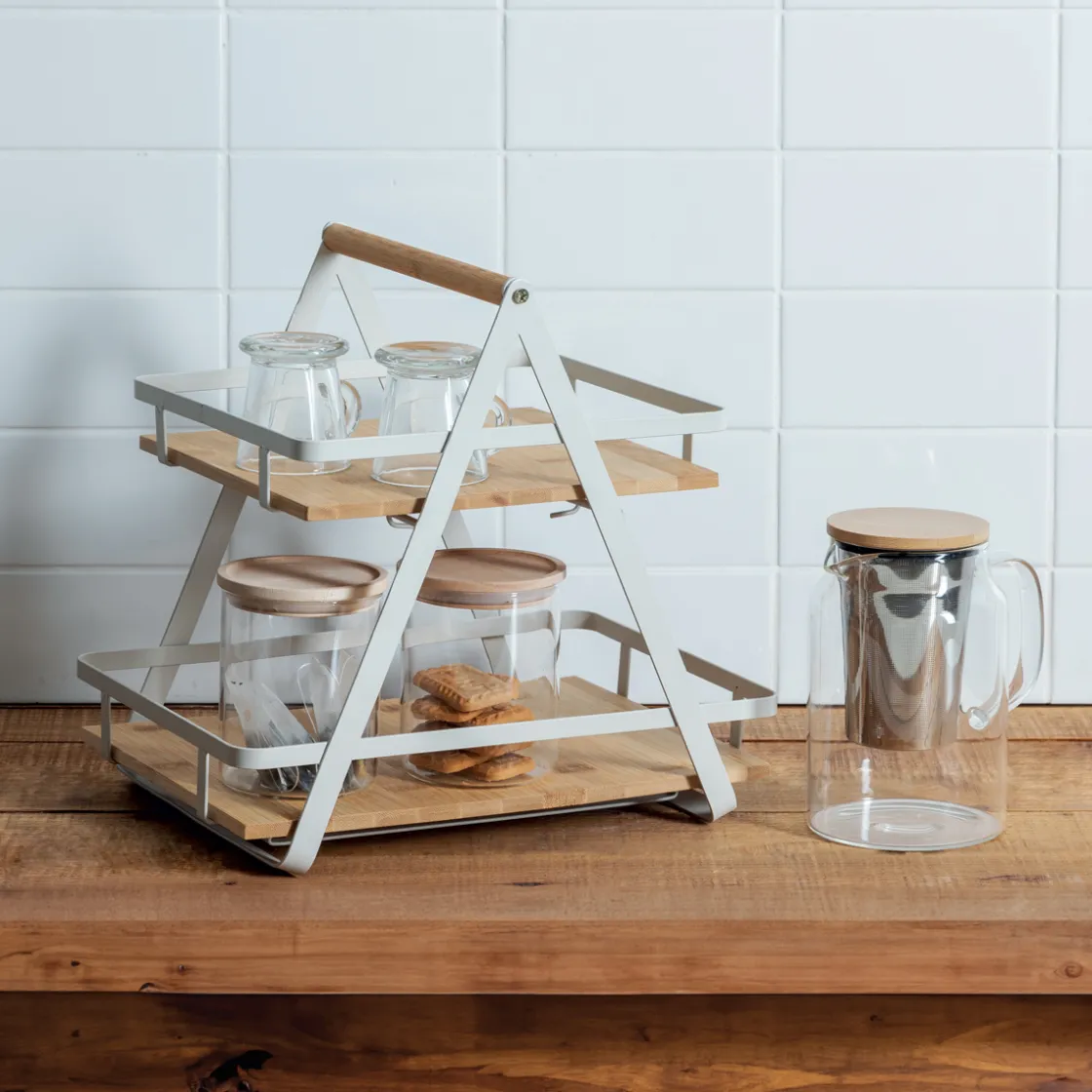 5five Etagère 2 niveaux avec anse, Bambou