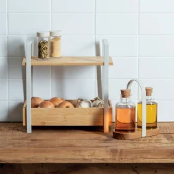 5five Etagère 2 niveaux avec bac de rangement, Bambou