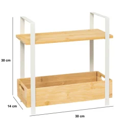 5five Etagère 2 niveaux avec bac de rangement, Bambou